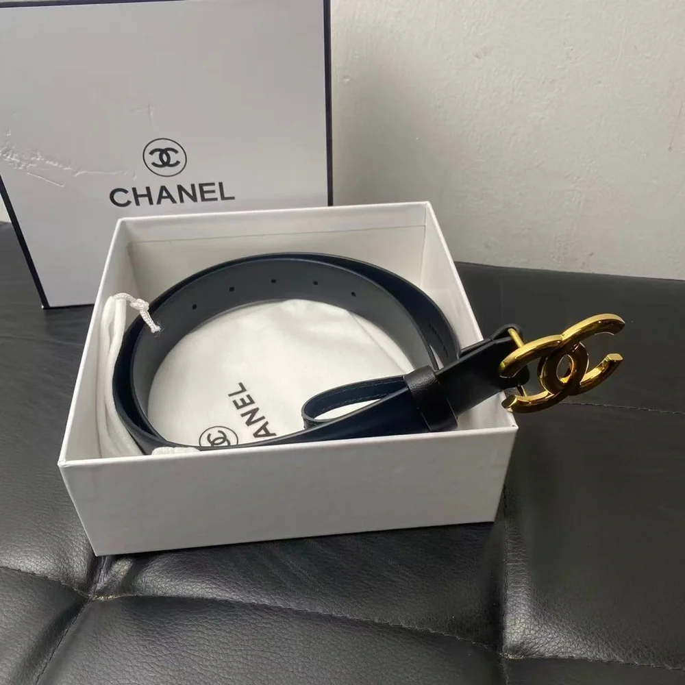 Chanel Black Leather CC Belt 85CM (34in) Gold Hardware – Excellent Condition ✨